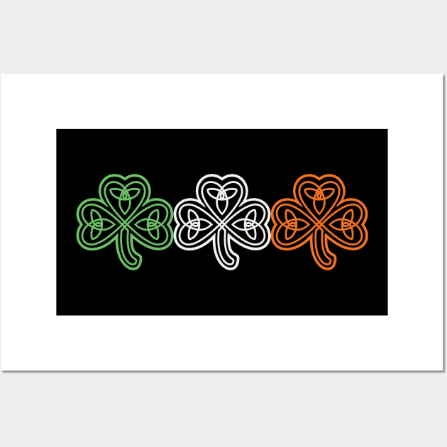 Three Celtic Knots Shamrocks With Ireland Flag Colors Wall Art by Finji